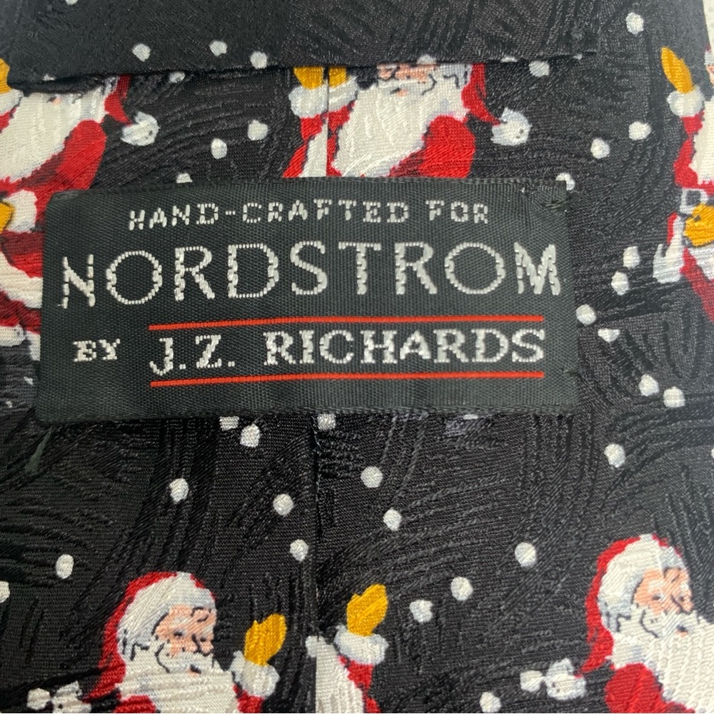 J.Z Richards SILK TIE Santa Claus print Xmas print 60 inches red black
